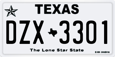 TX license plate DZX3301