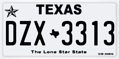 TX license plate DZX3313
