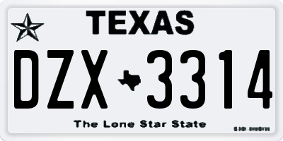 TX license plate DZX3314