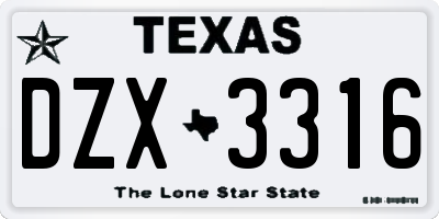 TX license plate DZX3316