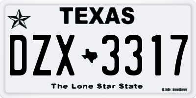 TX license plate DZX3317