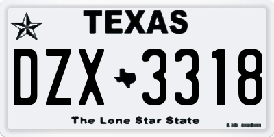 TX license plate DZX3318