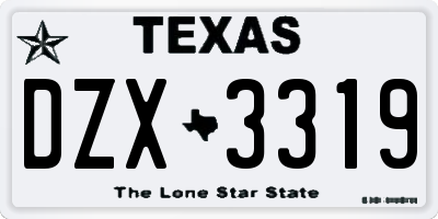 TX license plate DZX3319