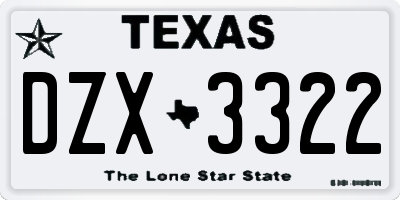 TX license plate DZX3322