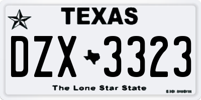 TX license plate DZX3323