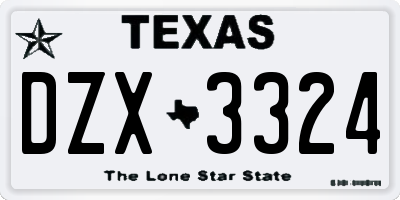 TX license plate DZX3324