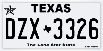 TX license plate DZX3326