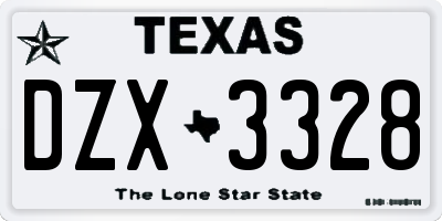 TX license plate DZX3328