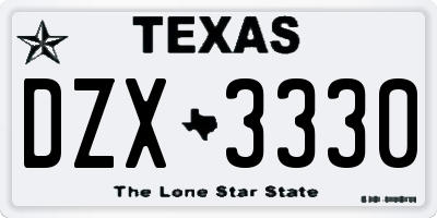 TX license plate DZX3330
