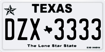 TX license plate DZX3333