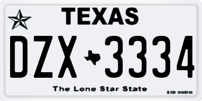 TX license plate DZX3334