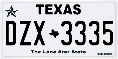 TX license plate DZX3335