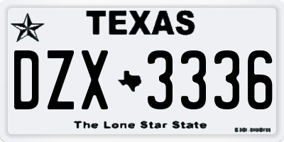 TX license plate DZX3336