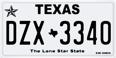 TX license plate DZX3340