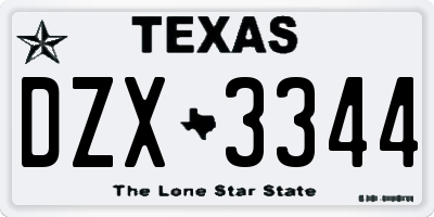TX license plate DZX3344
