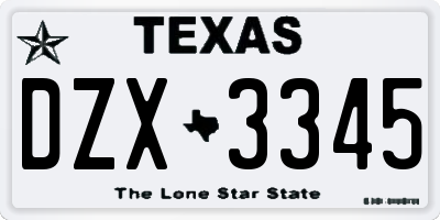TX license plate DZX3345