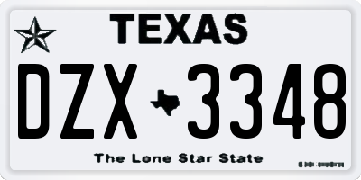 TX license plate DZX3348
