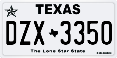 TX license plate DZX3350