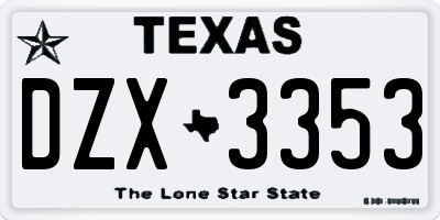 TX license plate DZX3353