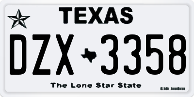 TX license plate DZX3358
