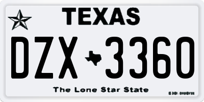 TX license plate DZX3360
