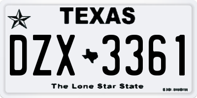 TX license plate DZX3361
