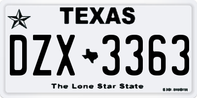 TX license plate DZX3363