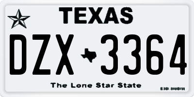 TX license plate DZX3364