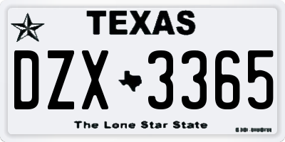 TX license plate DZX3365