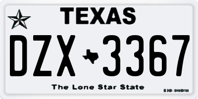 TX license plate DZX3367