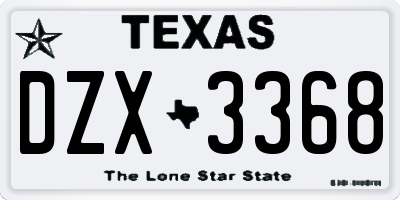 TX license plate DZX3368