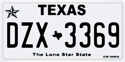 TX license plate DZX3369