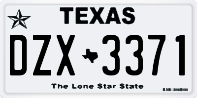 TX license plate DZX3371