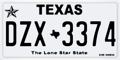 TX license plate DZX3374