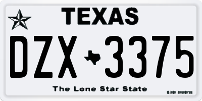 TX license plate DZX3375