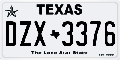 TX license plate DZX3376