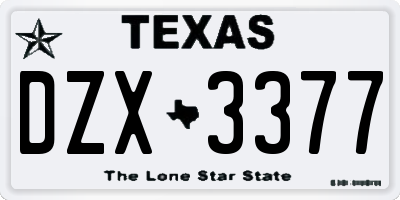 TX license plate DZX3377