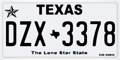 TX license plate DZX3378