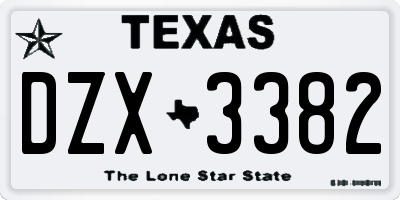 TX license plate DZX3382