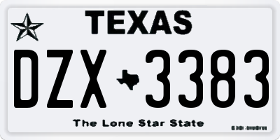 TX license plate DZX3383