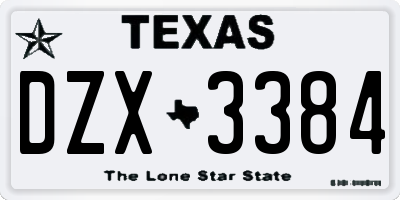 TX license plate DZX3384