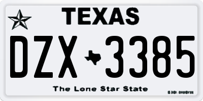 TX license plate DZX3385