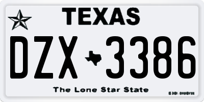 TX license plate DZX3386