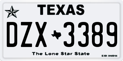 TX license plate DZX3389