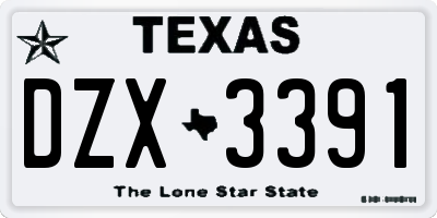 TX license plate DZX3391