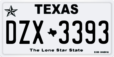 TX license plate DZX3393