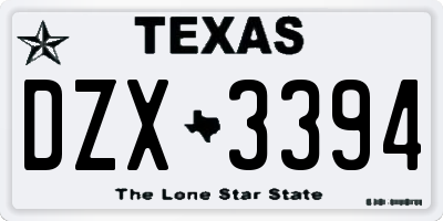 TX license plate DZX3394
