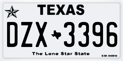 TX license plate DZX3396