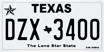 TX license plate DZX3400