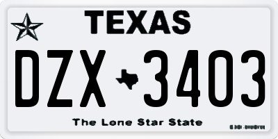 TX license plate DZX3403